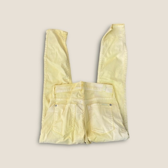 7 For All Mankind Cropped Skinny Jeans Light Yellow 24 - Picture 2 of 6